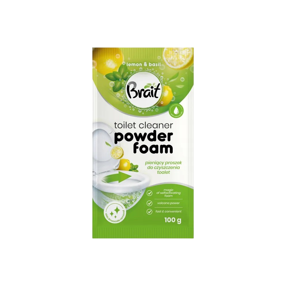 Brait WC pěnící čistící prášek lemon & basil 100 g